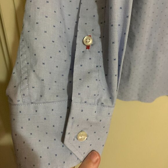 Tommy Hilfiger Blue Printed Button-Down Dress Shirt. Size 18/ 34-35 - Picture 5 of 8